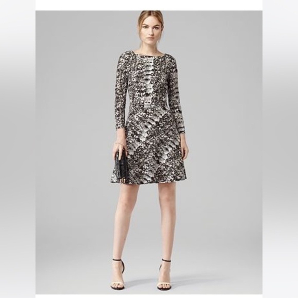 REISS Heidi Snake Print Midi Dress 6 NWOT